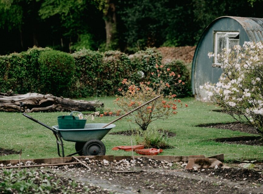 Brouette dans un jardin